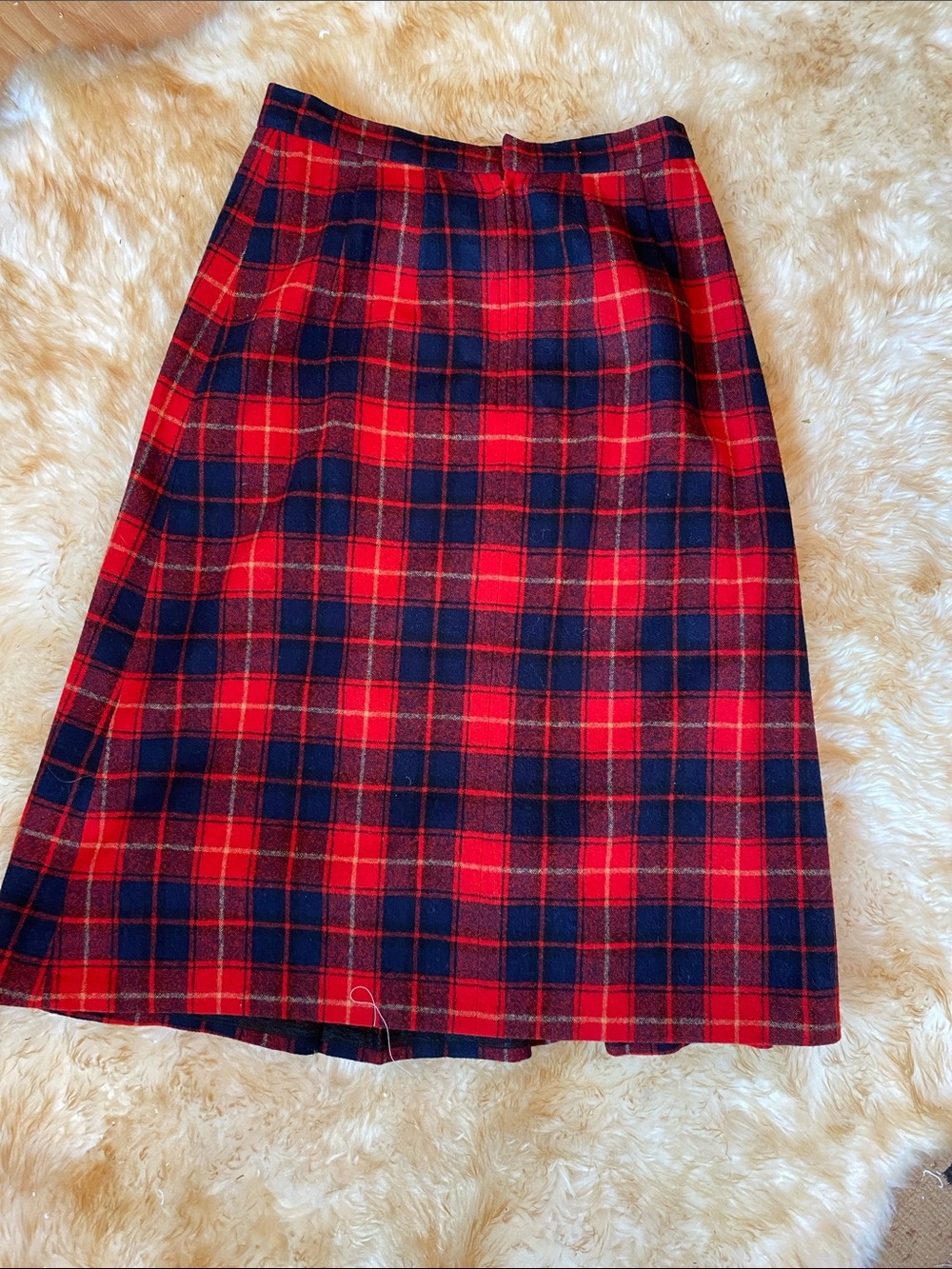 Vintage Pendleton Red and Navy Plaid A-Line Skirt - Picture 3 of 3